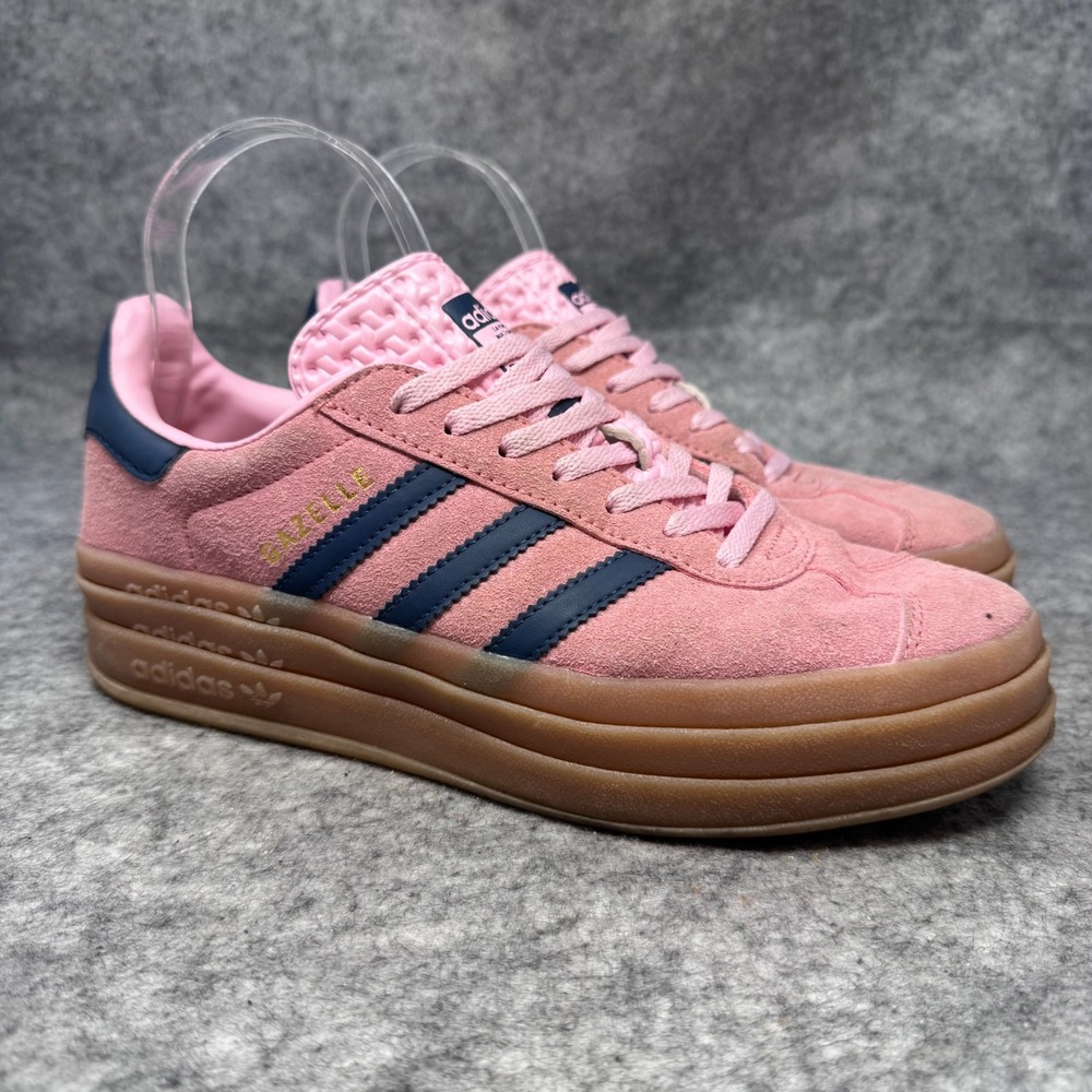 ADIDAS GAZELLE Platform Shoes Womens Size 7 Gum Pink Glow Victory Lace Up HO6122